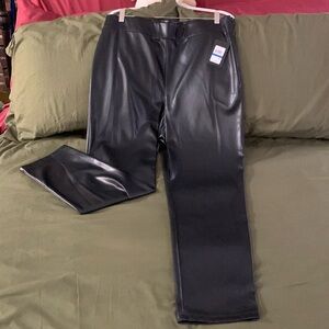 DKNY Faux Leather Straight Leg Pants XL